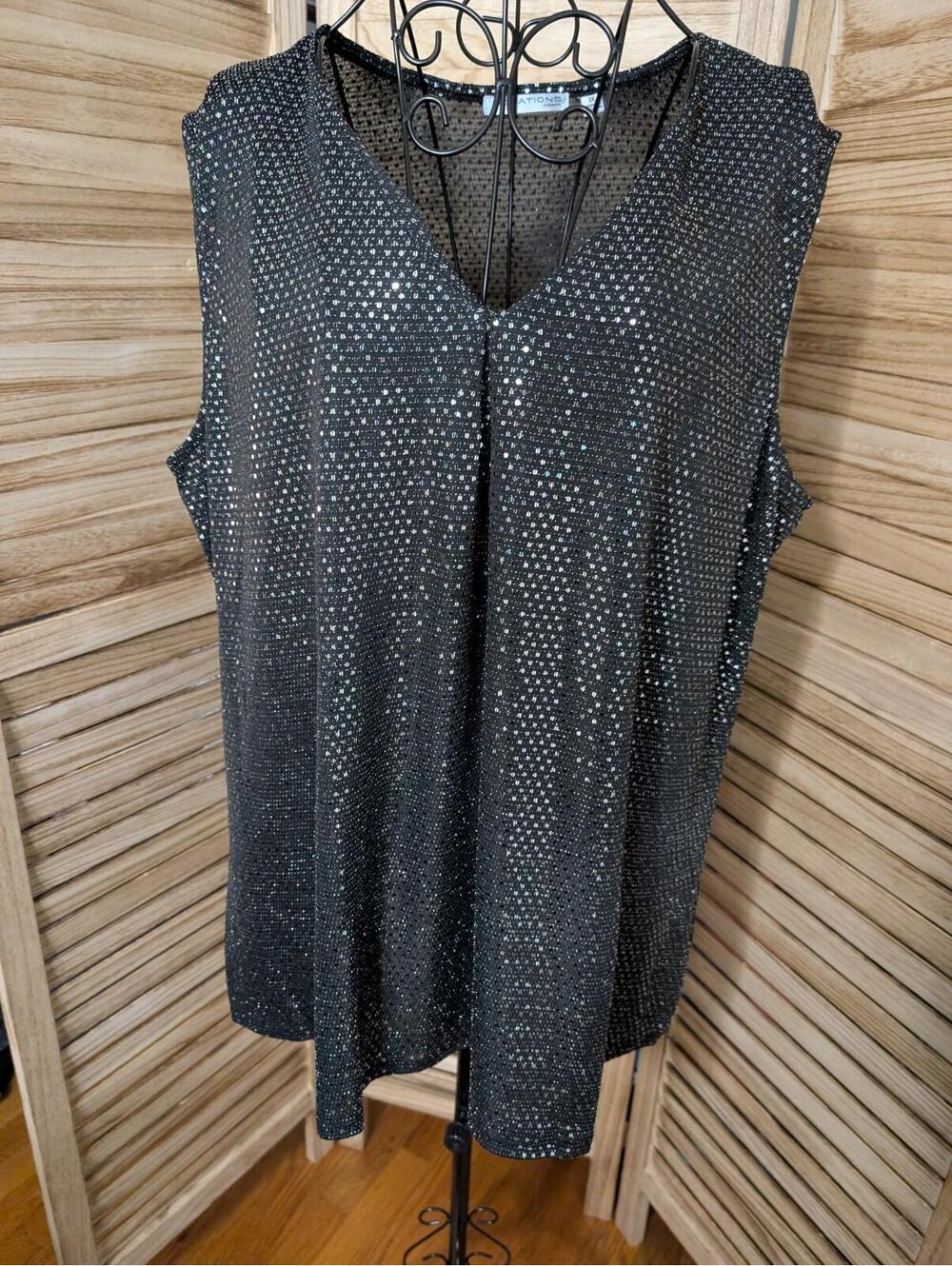 Notations Tank Top Women's Size 1X Silver Sequined Sleeveless